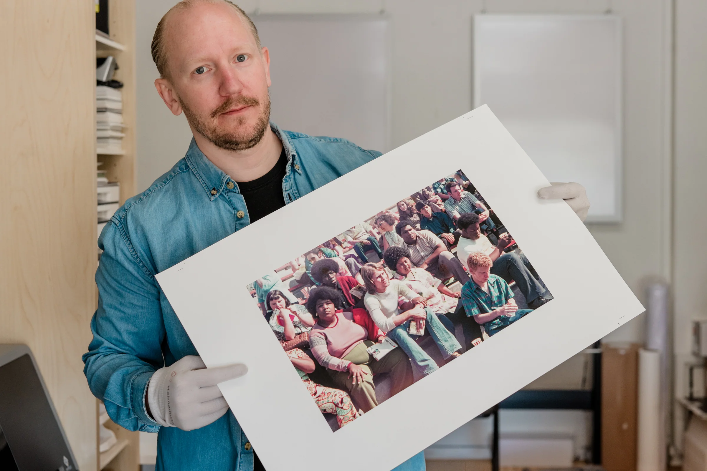 Reviewing a finished proof before exhibition production
